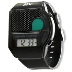 Sprechende Armbanduhr Big Button Schwarz mit Wecker und Schlummerfunktion