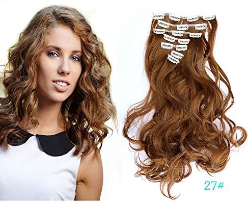 Beauty Wig World 20" Curly Full Head Kanekalon Futura Heat Resistance Hair Extensions Clip on in Hairpieces 7pcs 130g