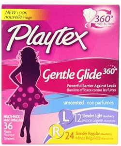 Playtex Gentle Glide Tampons, Unscented, Slender Multi-Pack - 36 count