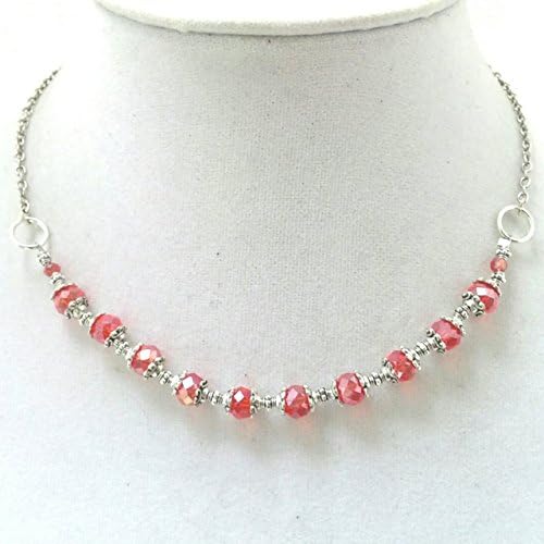 Red Crystal Necklace Trendy Silver Statement Jewelry Christmas Gift for Her