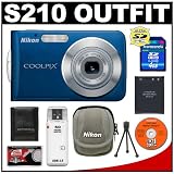 cheap Nikon Coolpix S210 8-Megapixel Digital Camera (Cool Blue) with 3x Optical Zoom + 4GB Card + EN-EL10 Battery + Nikon Camera Case + Cameta Bonus Accessory Kit
