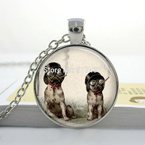 VintaStore Dog Necklacesteampunk Art Pendantsmoking Dog Necklace Creepy Jewelryart Glass Dome Pendant Necklaceglass Picture Pendant