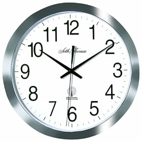 Seth Thomas Mariposa Silver Tone Plastic Case with White Dial Round Radio Controlled Wall Clock