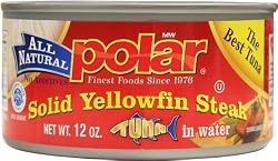 MW Polar All Natural Solid Yellowfin Steak Tuna in Water, 12-Ounce Cans (Pack of 12)