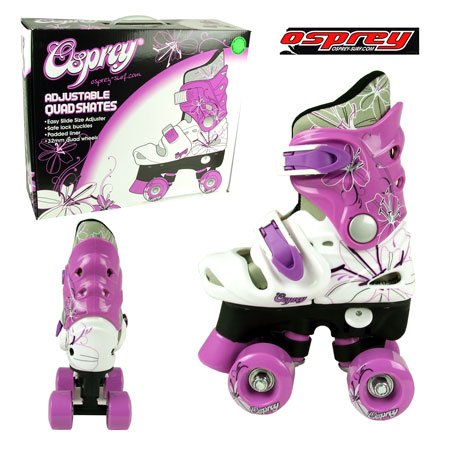Osprey - Adjustable Quad Skates-black, White & Purple - 12j - 1