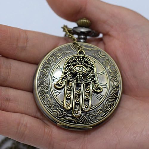 Hamsa Rome Retro Watch Charms Hamsa Pendant Watch Necklace Pendant Charm Men's Pocket Watch Pocket Watch Necklace Pendant Simple Round