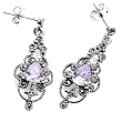 Marcasite with Lavender CZ Earrings, Size: 26mm