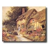 French Country Cottage Flower Landscape Picture Art Print