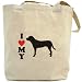 Canvas Tote Bag Beige  I Love My Greater Swiss Mountain Dog Silhouette  Dog
