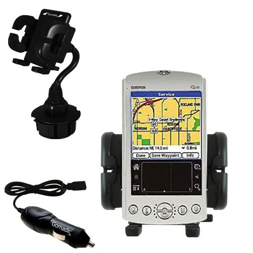 Garmin iQue 3600 Auto Cup Holder with Car Charger - Uses Gomadic TipExchange