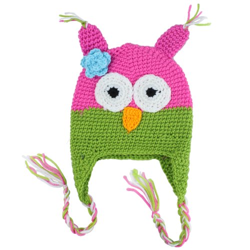 niceeshop(TM) Toddler Owls Crochet Knit Wool Hat With Ear Flap,Roseo&Green