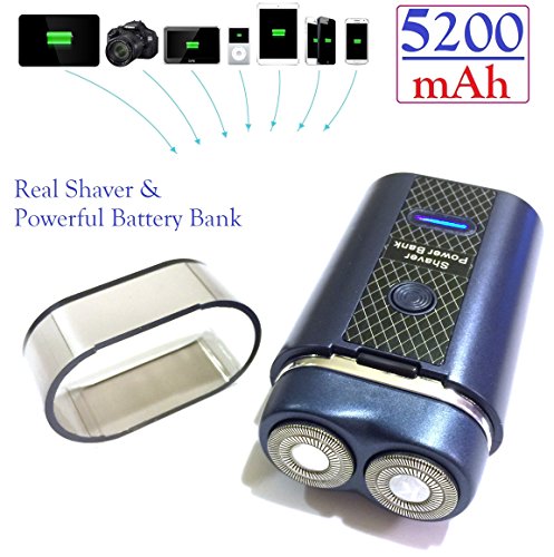 Josi MineaÂ® 5200mAh Real Shaver & Ultra-Compact High Capacity Portable Charger Backup External Battery Pack Lithium Ion Battery Power Bank with LED Indicators for Apple iPhone 5S / 5C / 5 / 6 / 6 Plus 4S, iPad Air / Mini, Samsung Galaxy S5 / S4 / S3, Galaxy Note 4 / Note 3 / Note 2, Nexus 4, HTC One, Nokia Lumia & most other Smartphones - Dark Blue