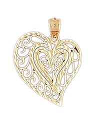Dazzlers Solid 14k Gold Heart Charm Pendant Available in three colors from jewelsberry (weights: 2.0 grams only)