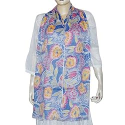 Cotton Scarf Womens Accessory Handmade Printed Linen Rectangular 24 x 74 inches