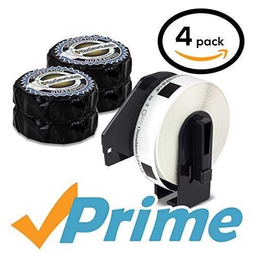 OfficeSmartLabels Brother Labels Compatible DK1204 DK-1204 Labels - With Reusable / Refillable Cartridge (4 Pack)