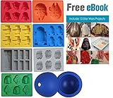 Gooj - Set of 8 Star Wars Theme Silicone Mold - For Ice Cubes-Chocolate-Gummies And Jello- Comes With Bonus Updated Recipe Ebook