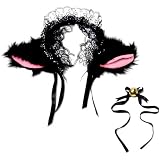 Cosplay: Lace Cat Ears Headband and Ribbon - Black
