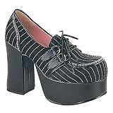 CHARADE-12 Black & Plaid Mary Janes w/4.5 Heel & Zipper Trim