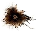 Acosta - Brown Mesh & Feather - Hair Fascinator