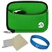 VG Neoprene Camera Pouch Sleeve Cover (Green Black Trim) for Sony Cyber-Shot DSC-TX100V / DSC-T99 WX5 / DSC-TX9 / DSC-TX5 / DSC-TX7 / DSC-W330 / DSC-W350 / DSC-W310 / DSC-W380 / DSC-W320 / DSC-TX1 / DSC-S980 / DSC-W290 / DSC-T900 / DSC-T90 S950 / DSC-W230 / DSC-S930 / DSC-W220 Point & Shoot Digital Cameras + Universal Screen Protector+ SumacLife TM Wisdom Courage Wristband