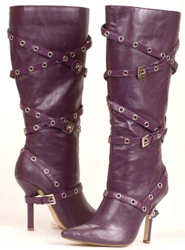PURPLE High Heel Ladies Dress Classy Pointy Boots