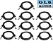 GLS Audio 12ft Mic Patch Cable Cords - XLR Male to XLR Female Black Cables - 12' Balanced Mike Snake Cord - 10 PACK