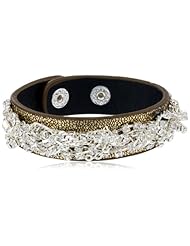 Steve Madden Crystal Gold Snap Bracelet, 7.25"