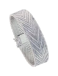 Sterling Silver Italian Riccio Bracelet 21-Row 5/8 inch wide, sizes 7 - 8