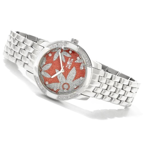 INVICTA CLASSIQUE GOLDTONE LADY'S LINK WATCH SANDSTONE DIAL DIAMOND ACCENTS 6372