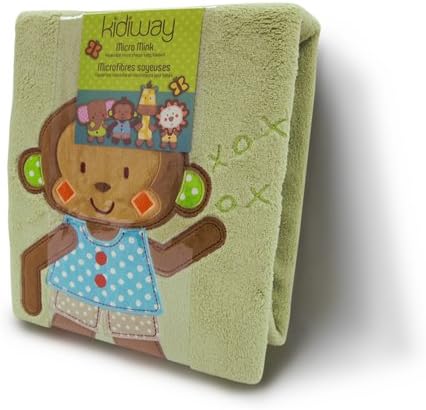 Kidiway Micro Mink Blanket, Green Monkey
