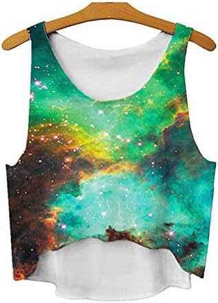 Women Fashion Galaxy Green Sleeveless Crop Top