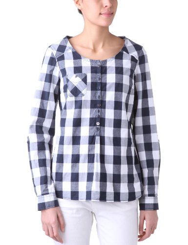 TOM TAILOR Denim Damen Bluse, 20172550071/check tunic, Gr. 42 (XL), Blau (6012) Preisvergleich