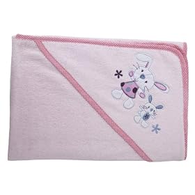 Baby Boy Girl Rabbit Design Hooded Bathrobe 100% Cotton Bath Towel (75 x 75 cm) (Pink)