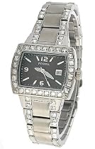 Fossil Women's Analog Glitz Black Dial Watch AM4132