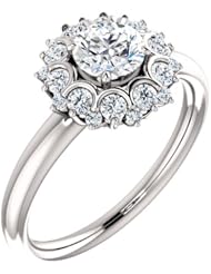 Platinum Round Cut Diamond Flower Inspired Ring -- LIFETIME WARRANTY