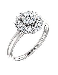 10K White Gold Round Cut Diamond Flower Inspired Ring -- LIFETIME WARRANTY