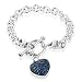 2 Carat Blue Sapphire & CZ Heart Charm Bracelet in Sterling Silver - 7.5