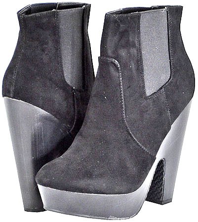 Bamboo Brandice-01 Black Faux Ankle Boots