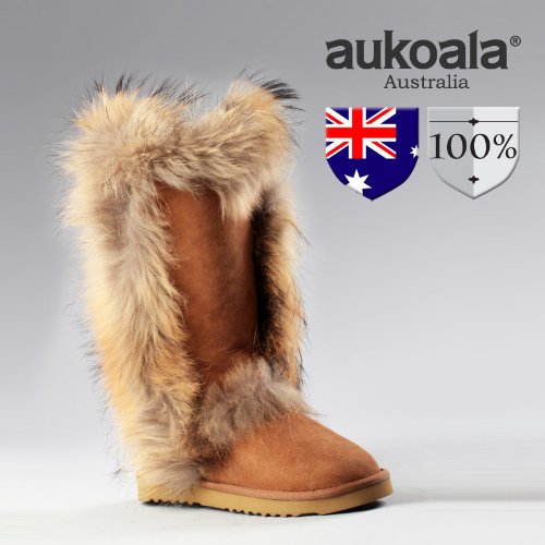 Aukoala Snow Boots Australia Sheepskin Warm Eskimo For Womens_Chestnut_Us Size 4 On Sale