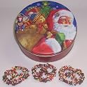 Scott's Cakes 1 lb. Dark Chocolate Covered Pretzel with Chocolate Chips & Jimmies in a Santa's Toys Tin