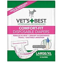 Vet's Best Comfort Fit Disposable Female Diapers, 12 Count, Large/X-Large
