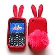 Bunny Skin Case With Furry Tail for BlackBerry Gemini Curve 8520 & 8530, Red