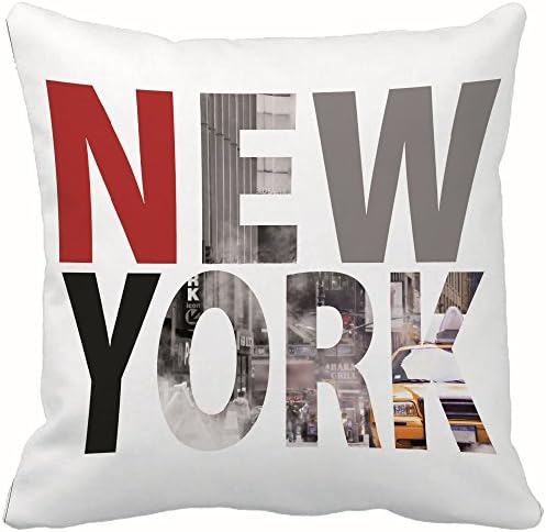Kalily Home Fashions Indoor/Outdoor Decorative Throw Pillow Multi Style Hug Pillow (16"x16", NEW YORK CITY)