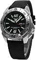 SEIKO Men's Seiko 5 Sports Silver-tone Automatic Watch with Black Dial and Strap. Model: SNZE89K2