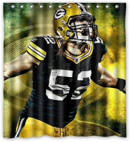 ATaZ Green-Bay Packers Clay-Matthews Standard Size Shower Curtain 66 by 72-Inch