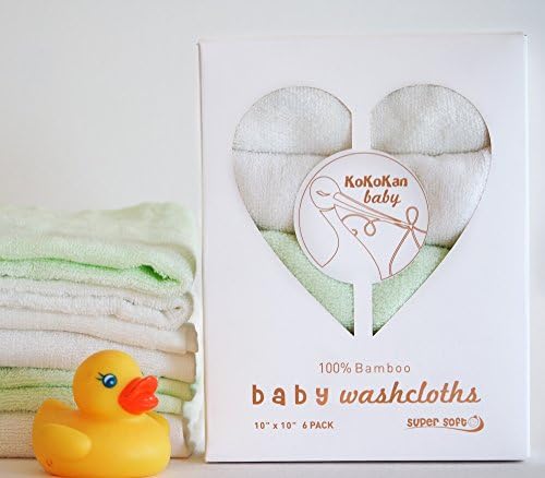 Kokokan Baby Bath Bamboo Washcloths Wipes 10 X 10 Inches (6 Pack)