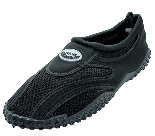 Men's Water Shoes Aqua Slippers Yoga Exercise Socks With Drawstring Closure (11, Black / Black)