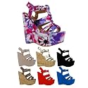 W5V Womens Strappy Very High Heel Wedges Platforms Womens Ankle Shoes Sandals