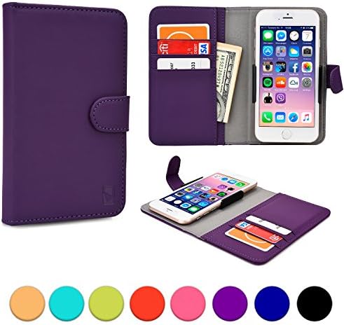 Cooper Cases(TM) Slider Lava Iris 250/400Q/400s /401e/404 Flair/404e/405+ Wallet Case in Purple (Rear-Camera Access; Credit Card Slots, Slip Pocket; Magnetic Cover Lock)