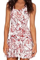 Floral Print Fitted Vintage Polyester/Spandex Bubble Dress Flared-Skirt Tank Club Dress/Party Dress 